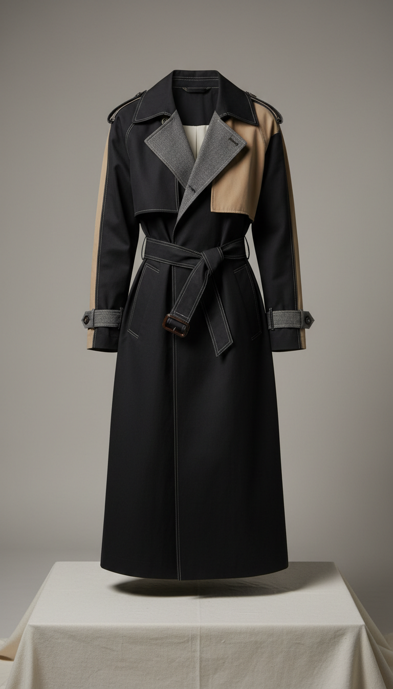 Elongated cotton trench coat