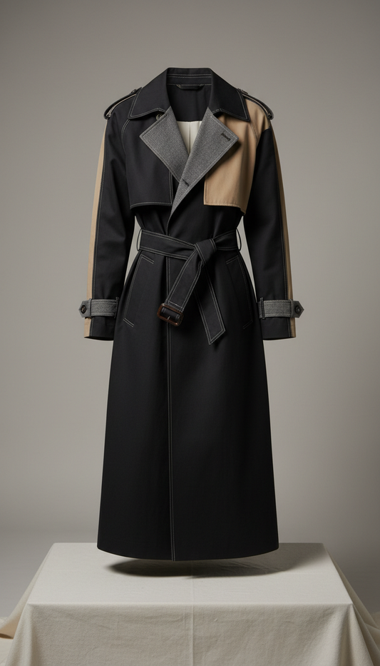 Elongated cotton trench coat