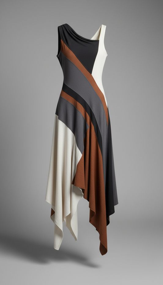 Asymmetric technical blend dress